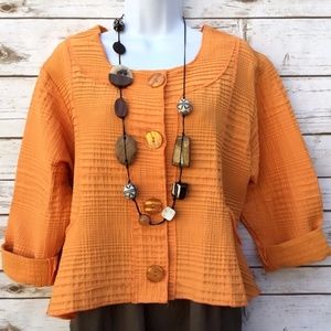 Hi-Lo Cropped Orange Lagenlook Jacket Top by Xadoo